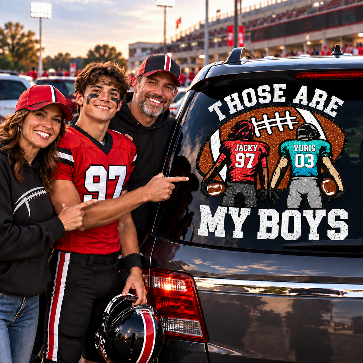 Personalized Those Are My Kids Football Car Decal, Custom Football Player Name & Number Sticker, Gift for Sports Moms and Dads T1807 T24