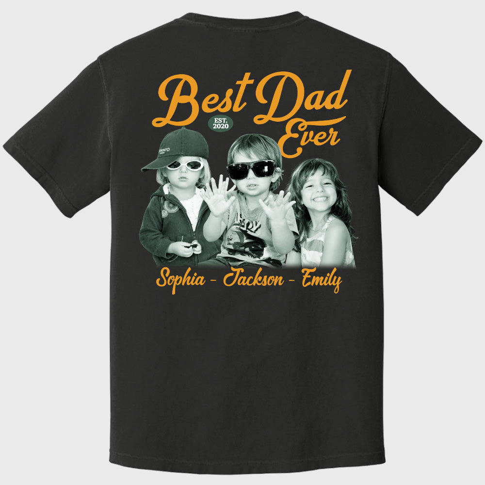 Custom Best Dad Ever Shirt with Kids Name and Photo: Retro Dad Shirt, Dad Est Shirt, New Dad Vintage Picture Tee, Fathers Day Gift from Kids Pt99
