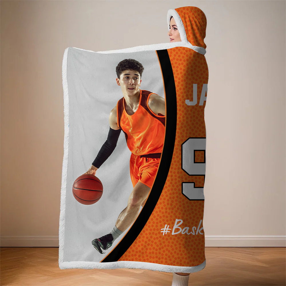 Custom Name & Photo Basketball Mom - Personalized Photo Wearable Blanket Hoodie Tu20