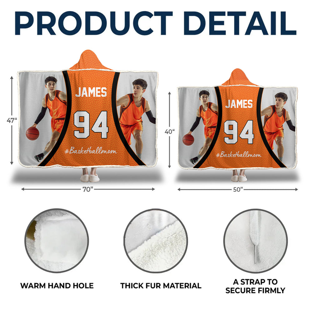 Custom Name & Photo Basketball Mom - Personalized Photo Wearable Blanket Hoodie Tu20