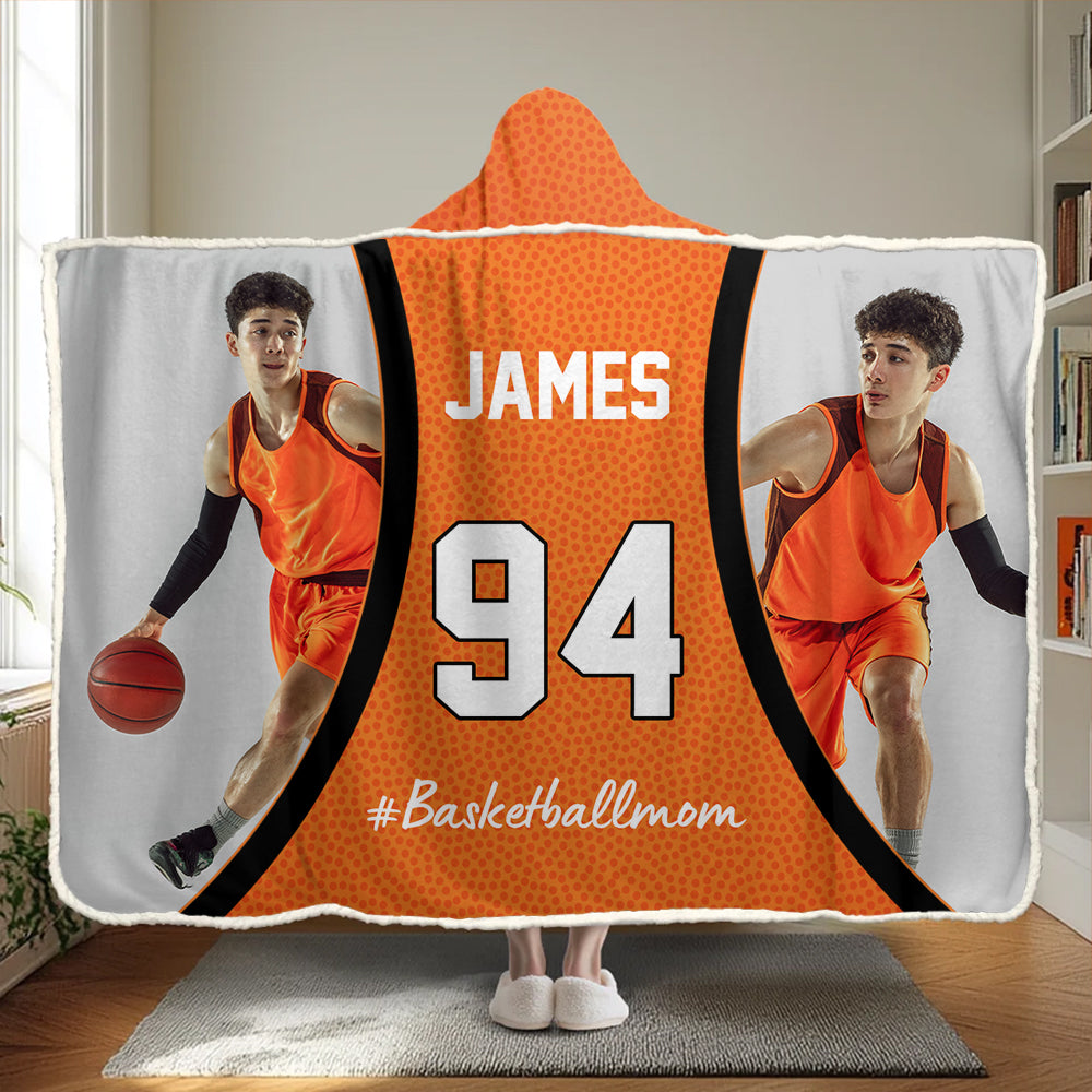 Custom Name & Photo Basketball Mom - Personalized Photo Wearable Blanket Hoodie Tu20