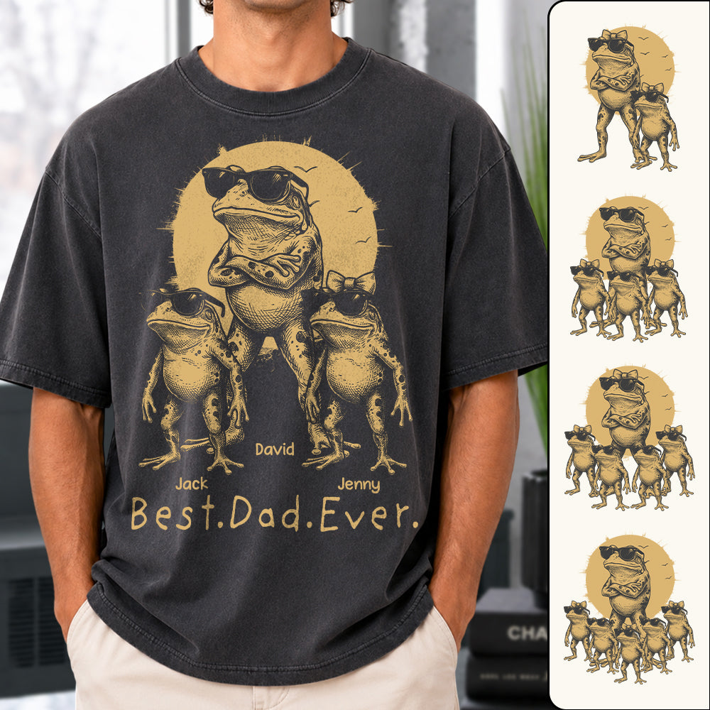 Best Dad Ever Dad Frog, Personalized T-Shirt Father Day, Gifts for Dad Husband, Funny Papa Tshirt Cool Daddy Frog Tee MI209 Hv01
