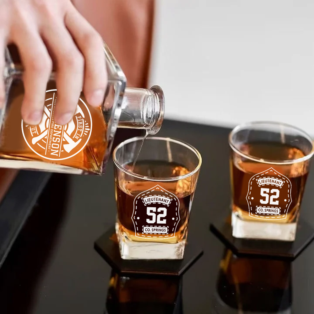 Custom Firefighter Whiskey Hexagon Decanter Set For Fireman Retired Fireighter Gift K1702 Trhn