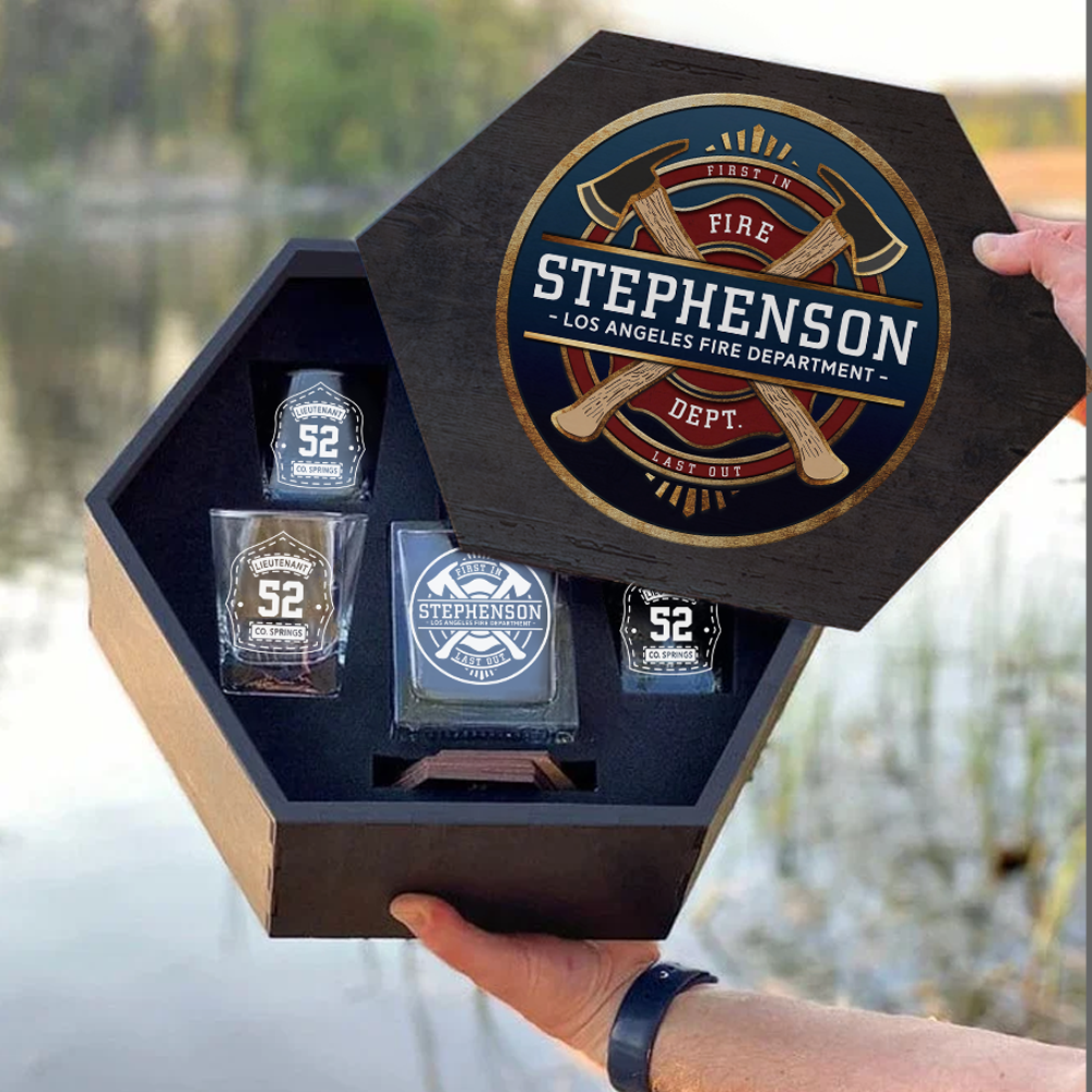 Custom Firefighter Whiskey Hexagon Decanter Set For Fireman Retired Fireighter Gift K1702 Trhn