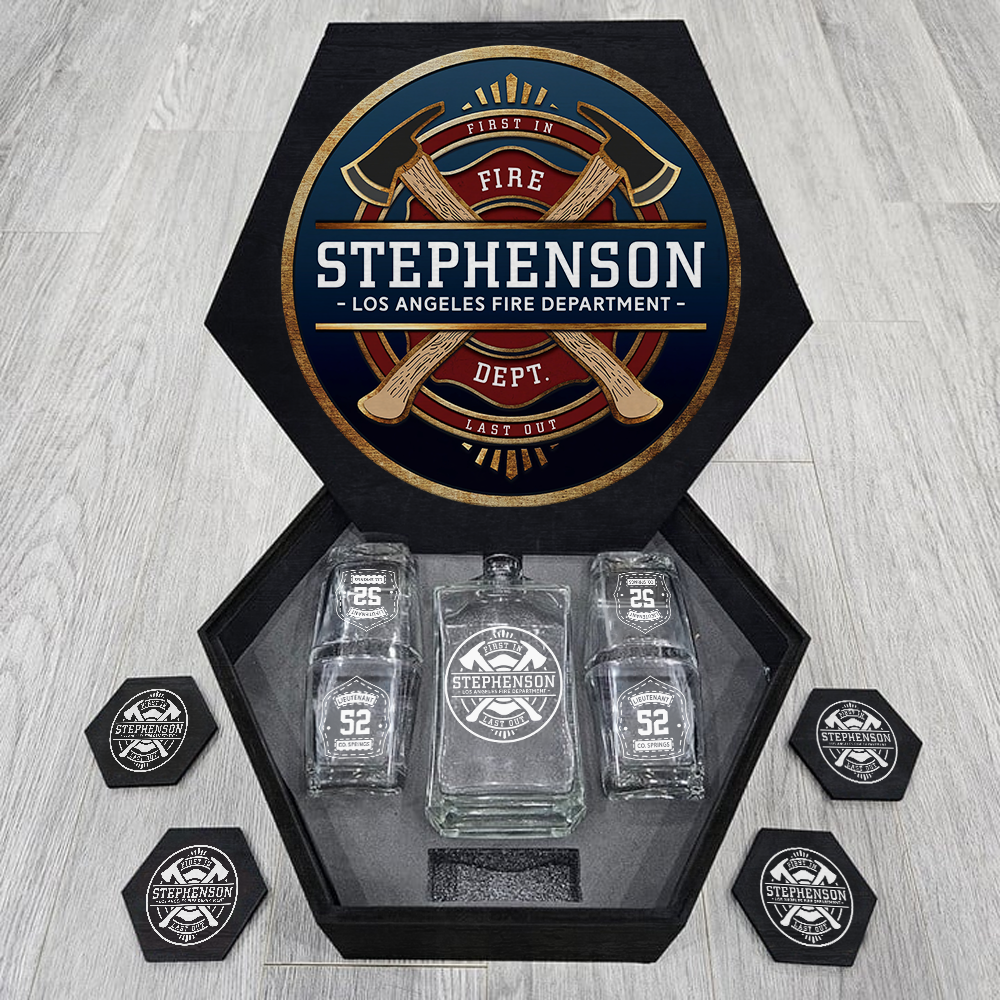 Custom Firefighter Whiskey Hexagon Decanter Set For Fireman Retired Fireighter Gift K1702 Trhn