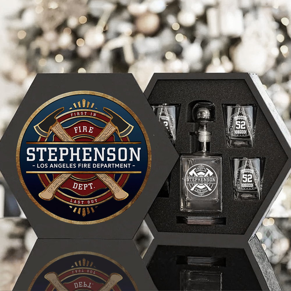 Custom Firefighter Whiskey Hexagon Decanter Set For Fireman Retired Fireighter Gift K1702 Trhn