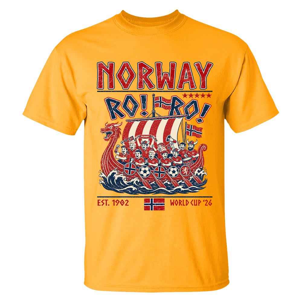 Ro Ro Norway Soccer Shirt – Viking Ship Soccer Fan Tee - Norway Team Soccer 2026 Hv01