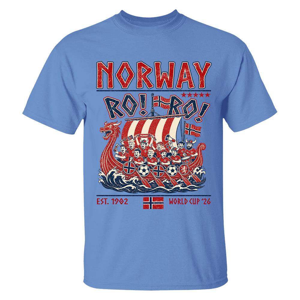 Ro Ro Norway Soccer Shirt – Viking Ship Soccer Fan Tee - Norway Team Soccer 2026 Hv01