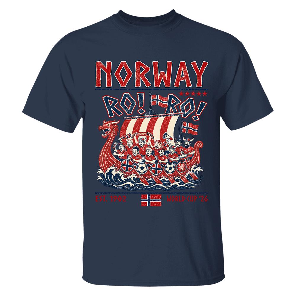 Ro Ro Norway Soccer Shirt – Viking Ship Soccer Fan Tee - Norway Team Soccer 2026 Hv01