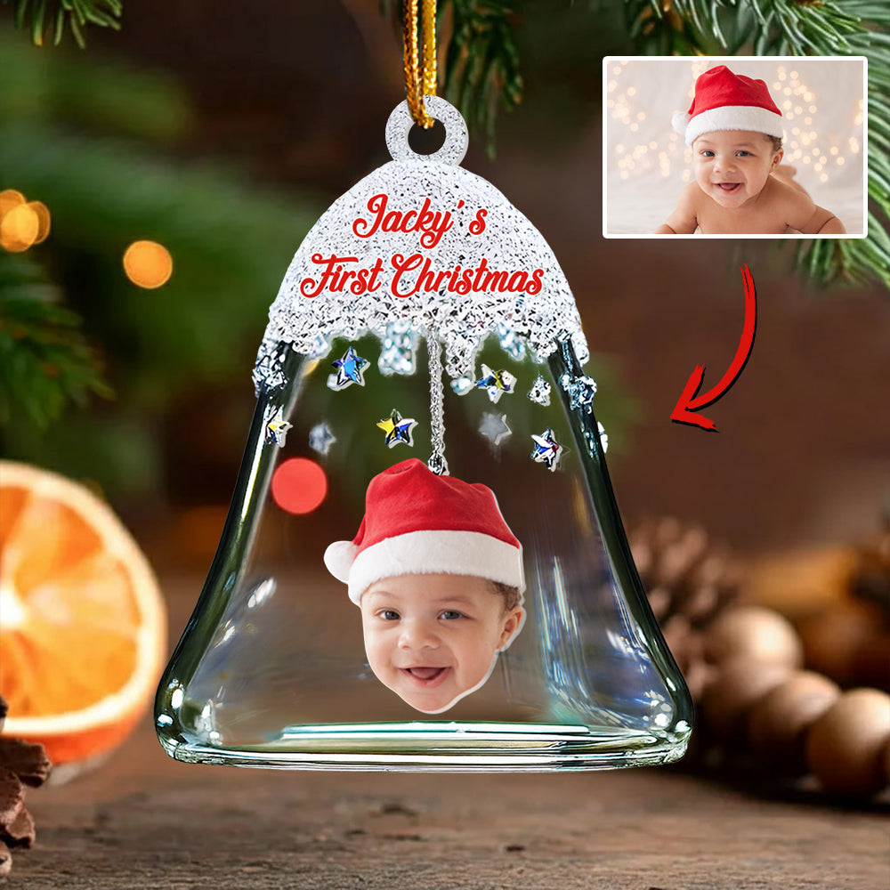 Custom Photo Baby First Christmas Bell Ring Personalized Custom Shaped Acrylic Ornament Tu24 Tm01