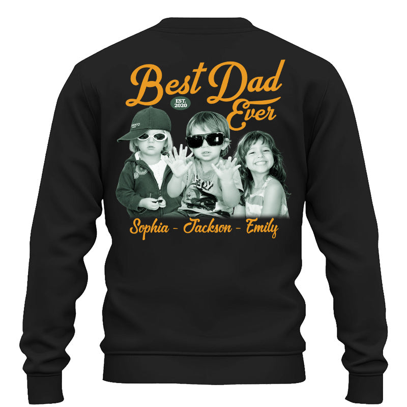 Custom Best Dad Ever Shirt with Kids Name and Photo: Retro Dad Shirt, Dad Est Shirt, New Dad Vintage Picture Tee, Fathers Day Gift from Kids Pt99