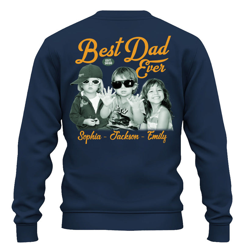 Custom Best Dad Ever Shirt with Kids Name and Photo: Retro Dad Shirt, Dad Est Shirt, New Dad Vintage Picture Tee, Fathers Day Gift from Kids Pt99