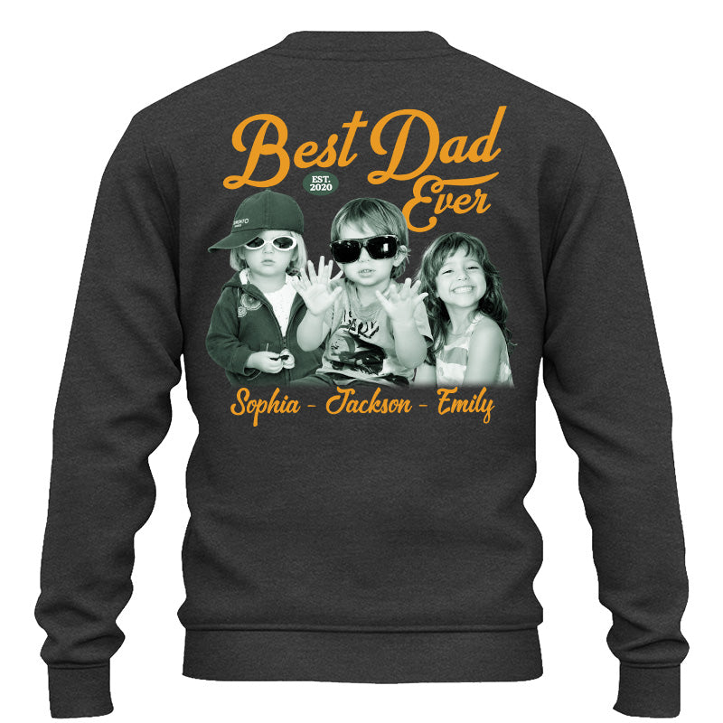 Custom Best Dad Ever Shirt with Kids Name and Photo: Retro Dad Shirt, Dad Est Shirt, New Dad Vintage Picture Tee, Fathers Day Gift from Kids Pt99