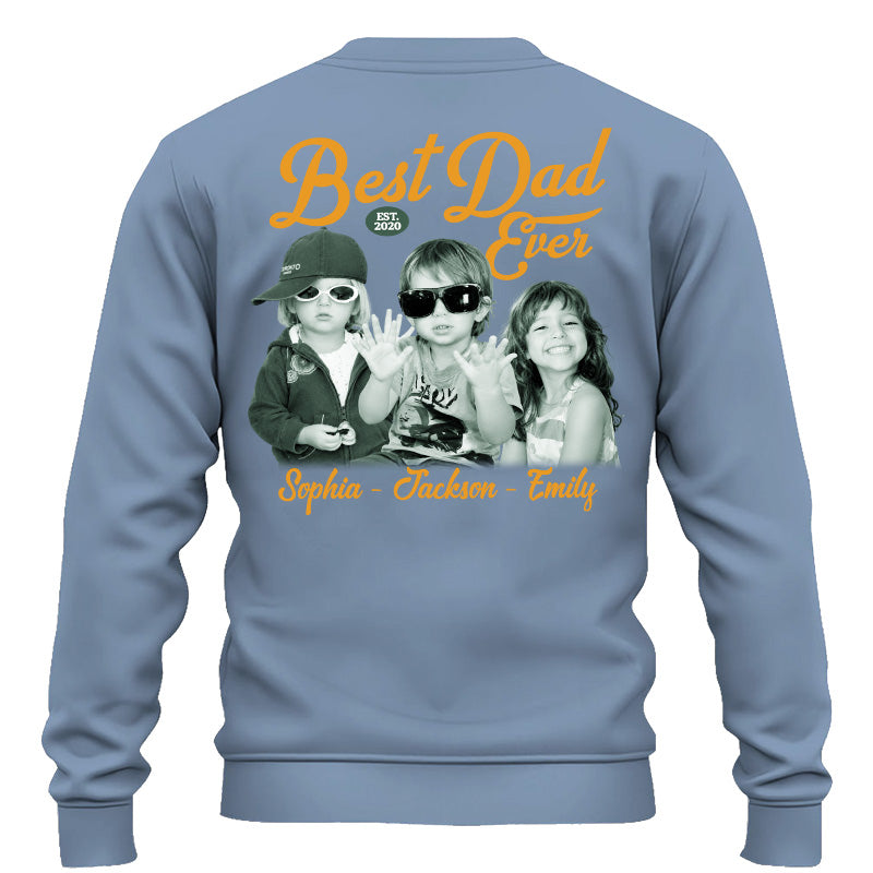 Custom Best Dad Ever Shirt with Kids Name and Photo: Retro Dad Shirt, Dad Est Shirt, New Dad Vintage Picture Tee, Fathers Day Gift from Kids Pt99