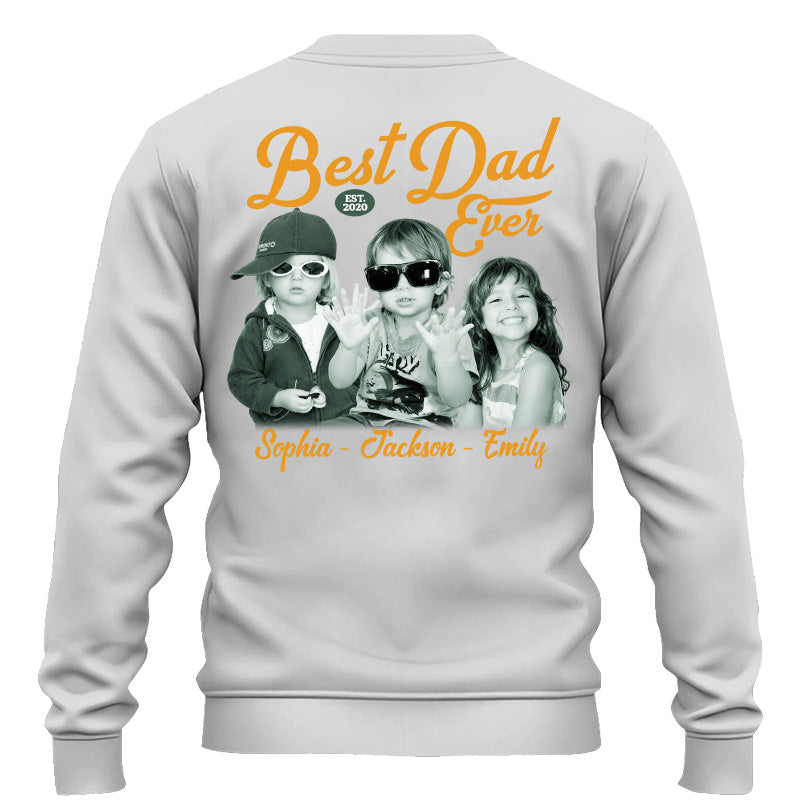 Custom Best Dad Ever Shirt with Kids Name and Photo: Retro Dad Shirt, Dad Est Shirt, New Dad Vintage Picture Tee, Fathers Day Gift from Kids Pt99