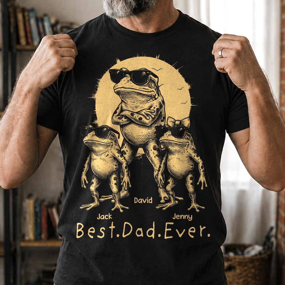 Best Dad Ever Dad Frog, Personalized T-Shirt Father Day, Gifts for Dad Husband, Funny Papa Tshirt Cool Daddy Frog Tee MI209 Hv01