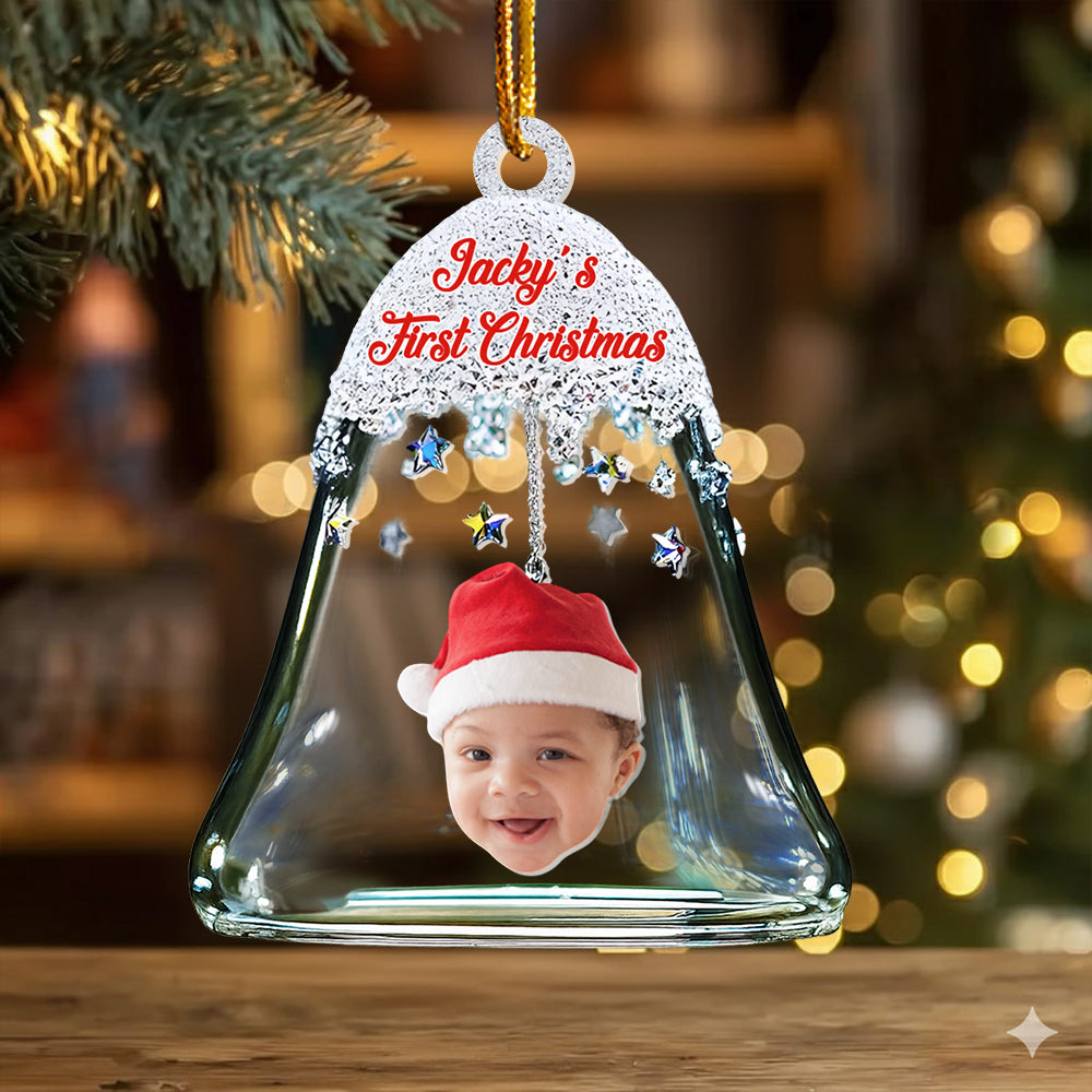 Custom Photo Baby First Christmas Bell Ring Personalized Custom Shaped Acrylic Ornament Tu24 Tm01