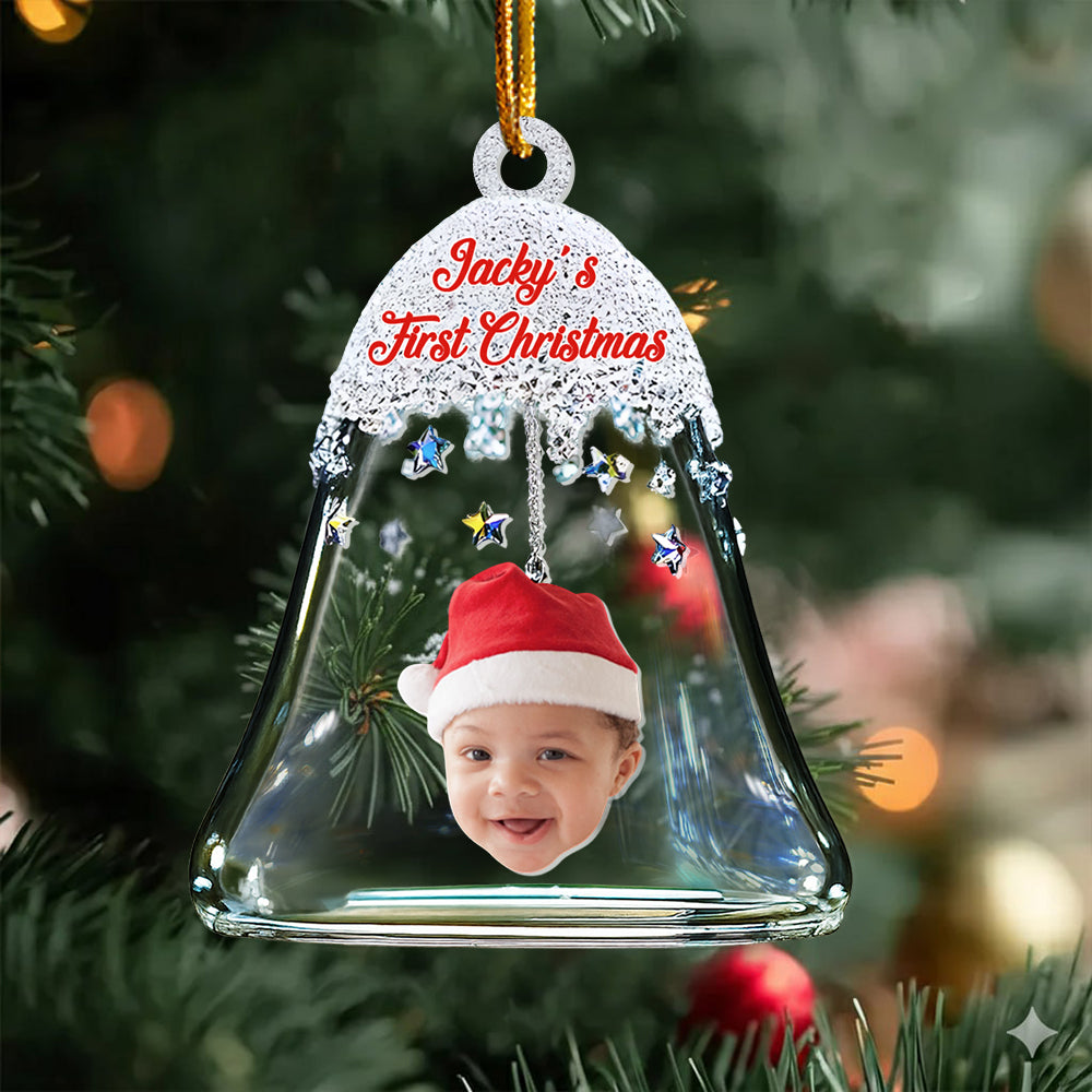 Custom Photo Baby First Christmas Bell Ring Personalized Custom Shaped Acrylic Ornament Tu24 Tm01