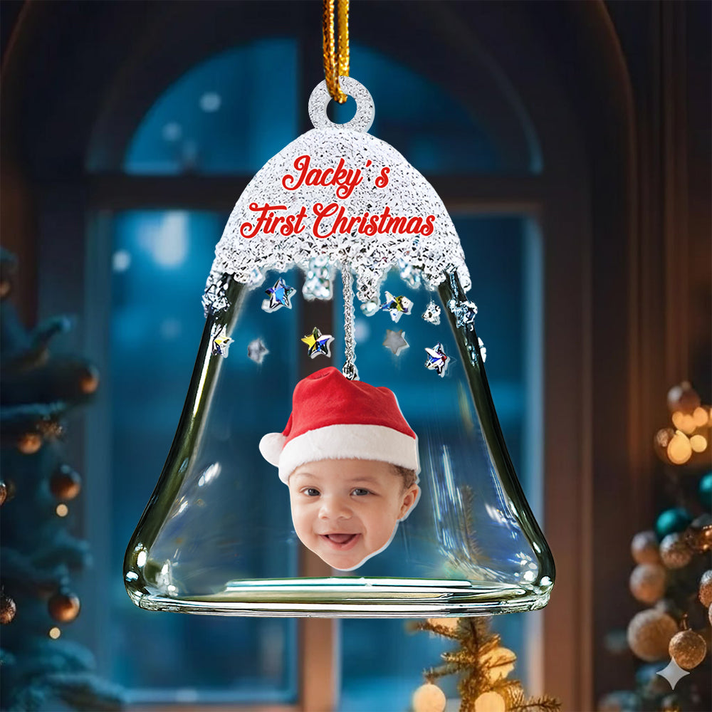 Custom Photo Baby First Christmas Bell Ring Personalized Custom Shaped Acrylic Ornament Tu24 Tm01