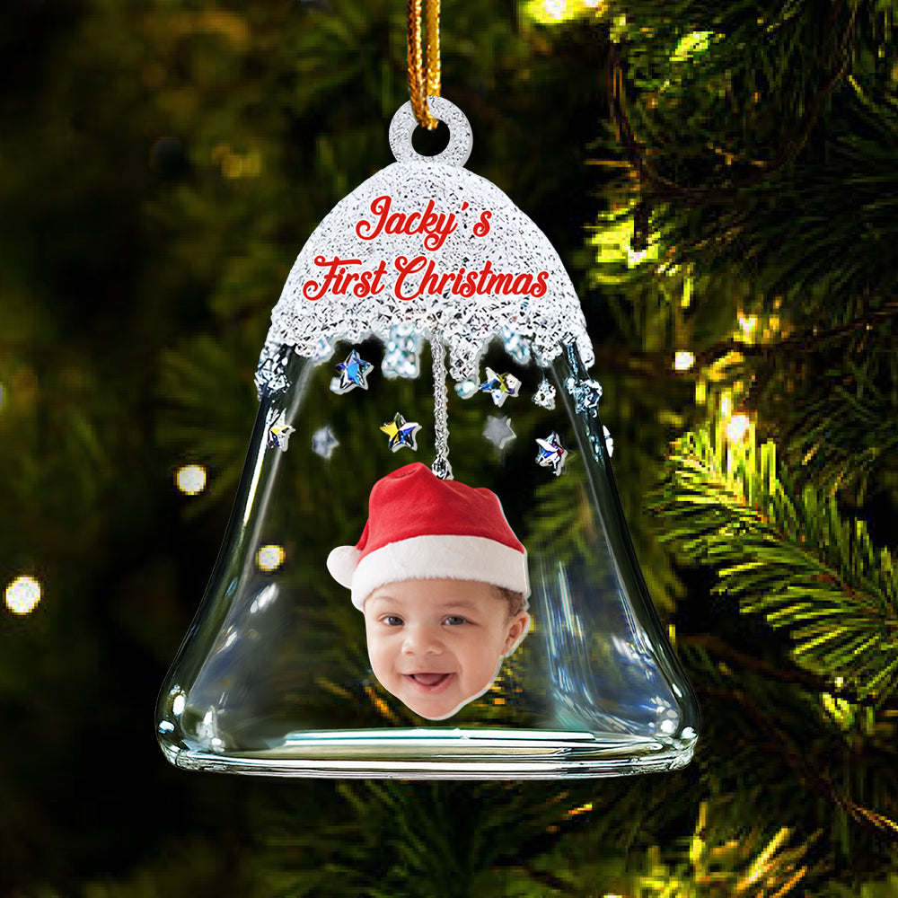 Custom Photo Baby First Christmas Bell Ring Personalized Custom Shaped Acrylic Ornament Tu24 Tm01