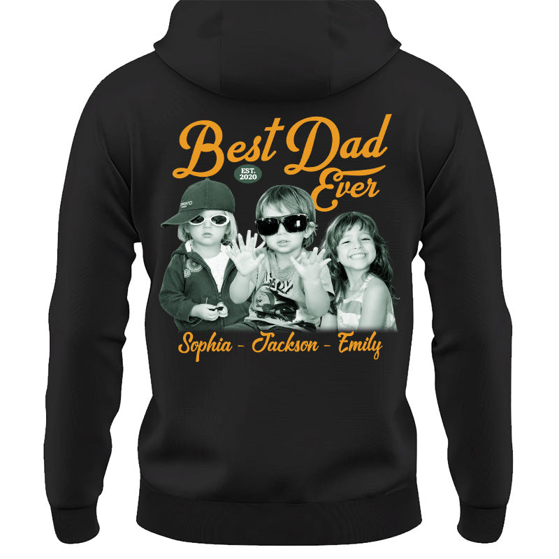 Custom Best Dad Ever Shirt with Kids Name and Photo: Retro Dad Shirt, Dad Est Shirt, New Dad Vintage Picture Tee, Fathers Day Gift from Kids Pt99