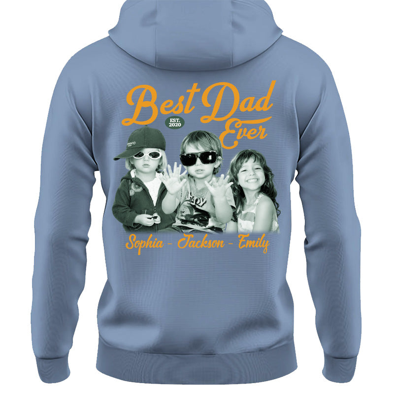 Custom Best Dad Ever Shirt with Kids Name and Photo: Retro Dad Shirt, Dad Est Shirt, New Dad Vintage Picture Tee, Fathers Day Gift from Kids Pt99