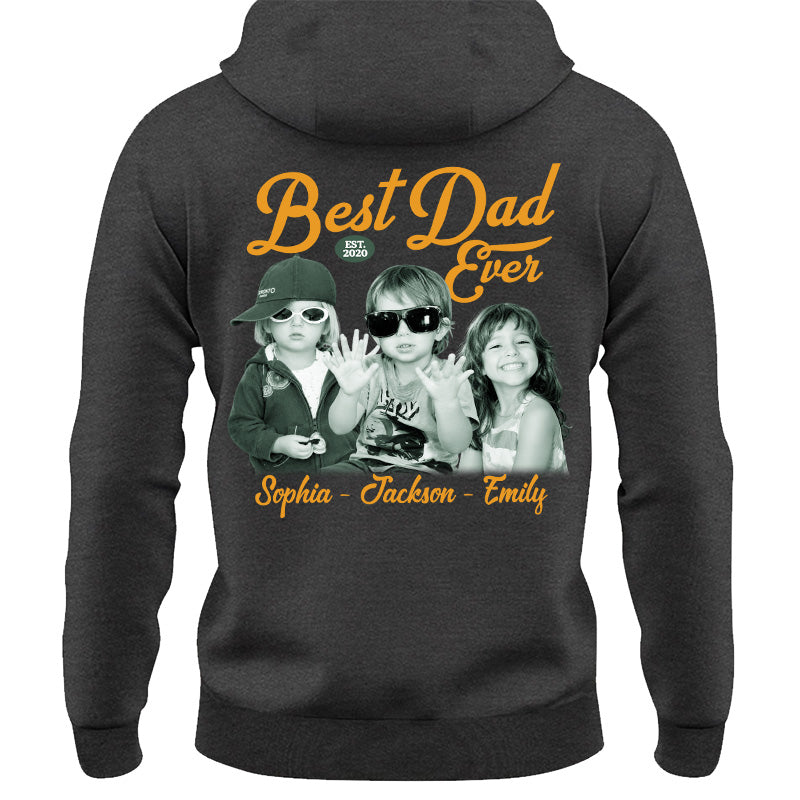 Custom Best Dad Ever Shirt with Kids Name and Photo: Retro Dad Shirt, Dad Est Shirt, New Dad Vintage Picture Tee, Fathers Day Gift from Kids Pt99