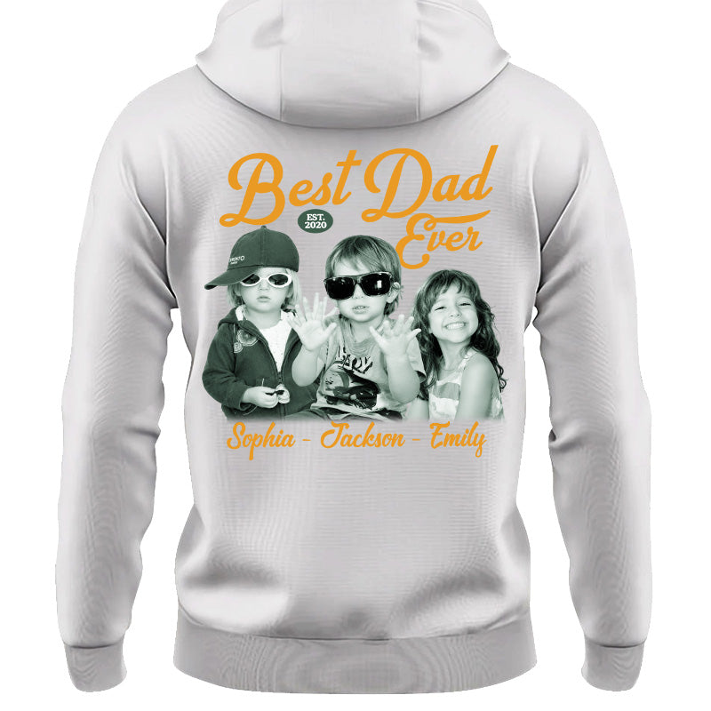 Custom Best Dad Ever Shirt with Kids Name and Photo: Retro Dad Shirt, Dad Est Shirt, New Dad Vintage Picture Tee, Fathers Day Gift from Kids Pt99