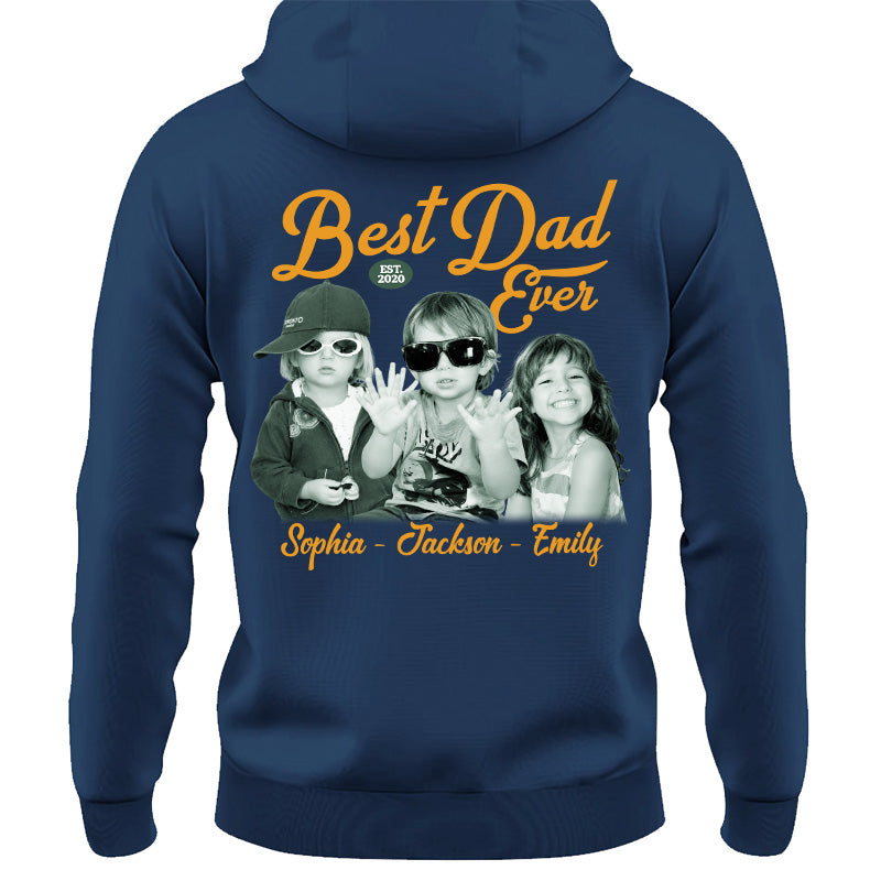 Custom Best Dad Ever Shirt with Kids Name and Photo: Retro Dad Shirt, Dad Est Shirt, New Dad Vintage Picture Tee, Fathers Day Gift from Kids Pt99