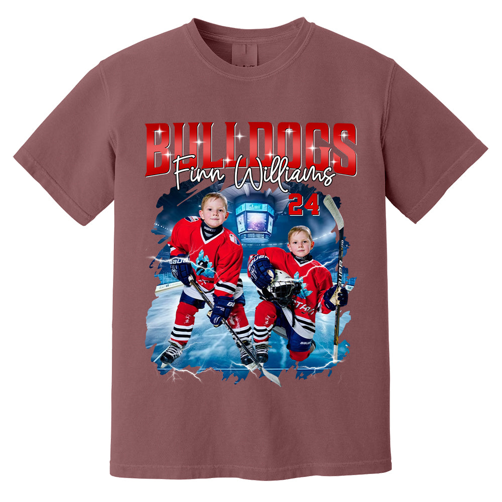 Custom Ice Hockey Player Photo With Unique Style Bootleg Shirt - Perfect Shirt For Ice Hockey Lovers