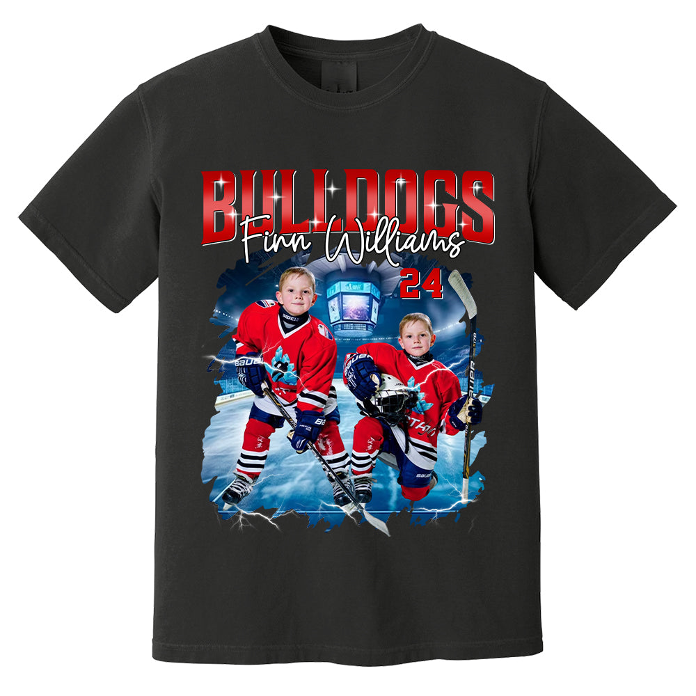 Custom Ice Hockey Player Photo With Unique Style Bootleg Shirt - Perfect Shirt For Ice Hockey Lovers