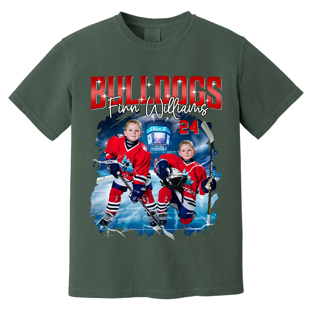 Custom Ice Hockey Player Photo With Unique Style Bootleg Shirt - Perfect Shirt For Ice Hockey Lovers