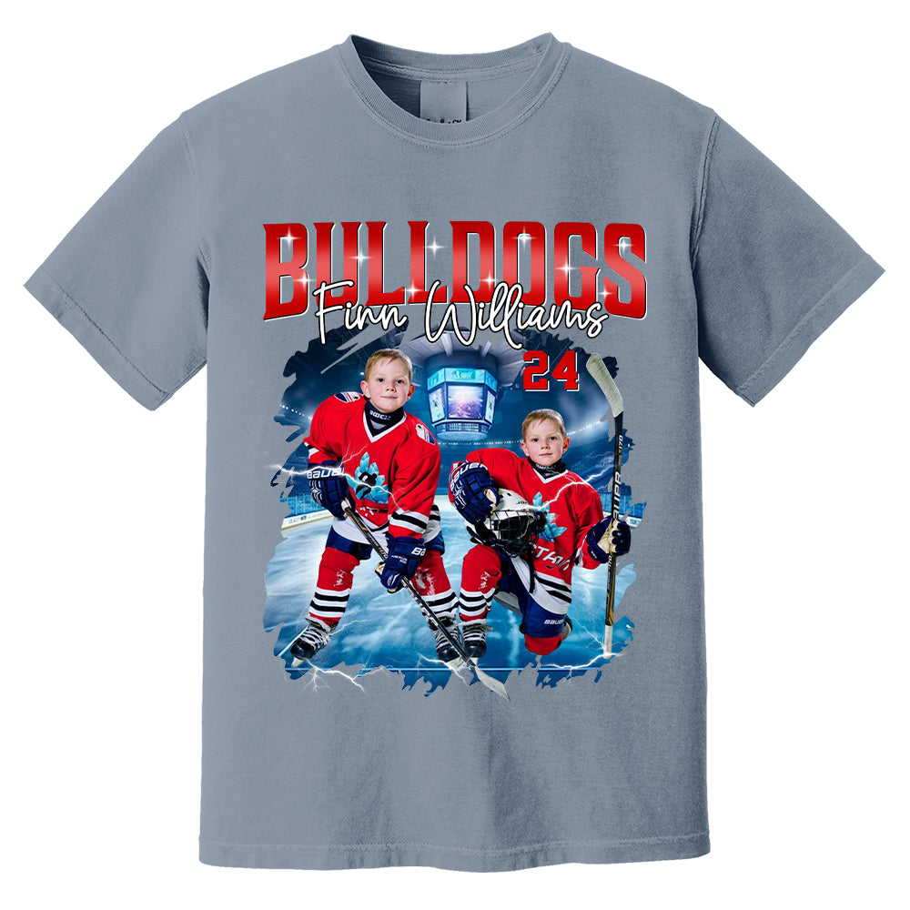 Custom Ice Hockey Player Photo With Unique Style Bootleg Shirt - Perfect Shirt For Ice Hockey Lovers