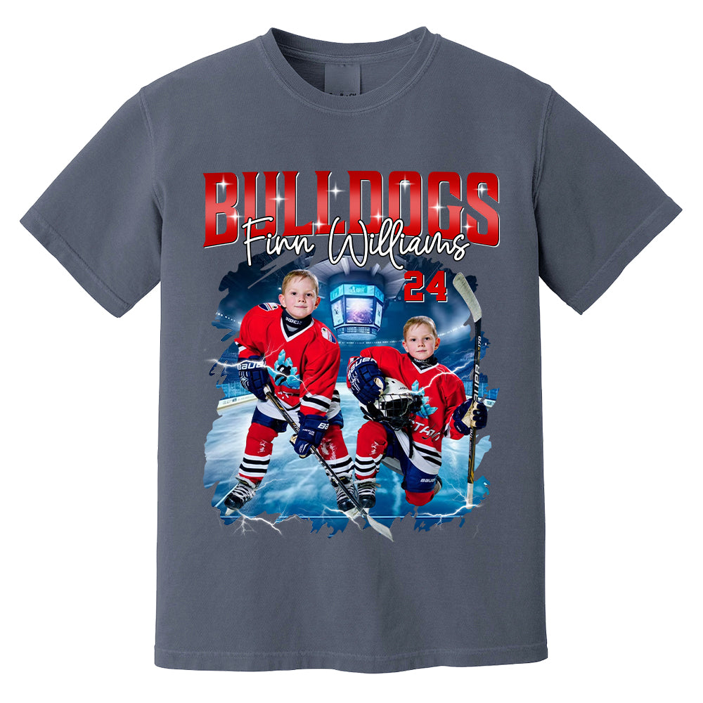 Custom Ice Hockey Player Photo With Unique Style Bootleg Shirt - Perfect Shirt For Ice Hockey Lovers