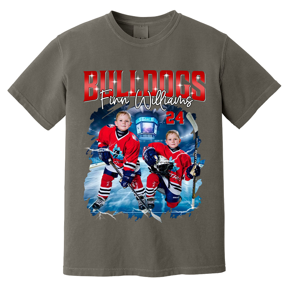 Custom Ice Hockey Player Photo With Unique Style Bootleg Shirt - Perfect Shirt For Ice Hockey Lovers