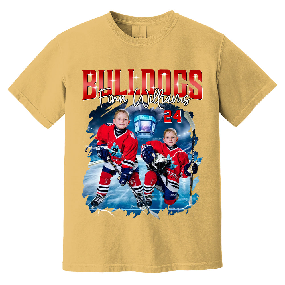 Custom Ice Hockey Player Photo With Unique Style Bootleg Shirt - Perfect Shirt For Ice Hockey Lovers