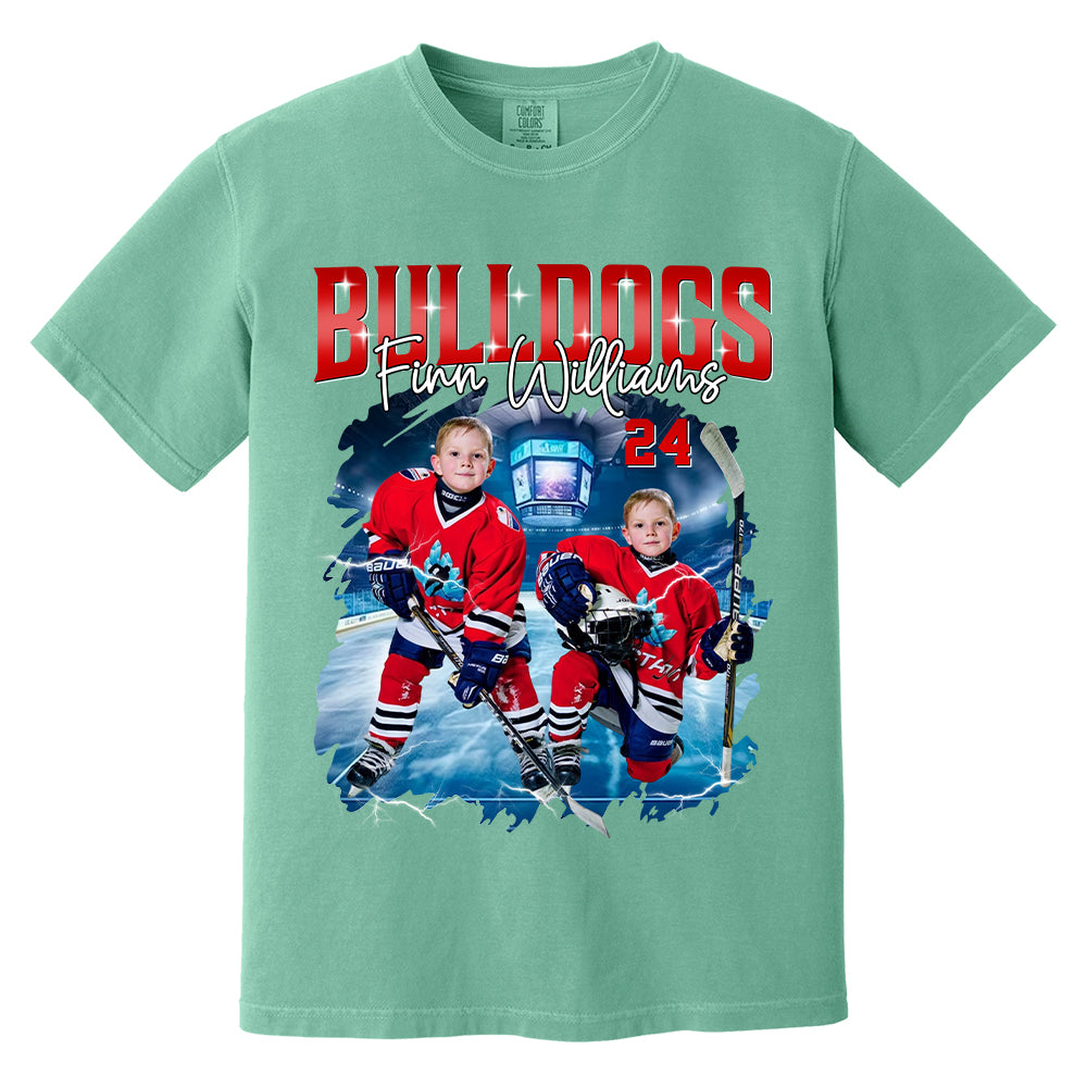 Custom Ice Hockey Player Photo With Unique Style Bootleg Shirt - Perfect Shirt For Ice Hockey Lovers