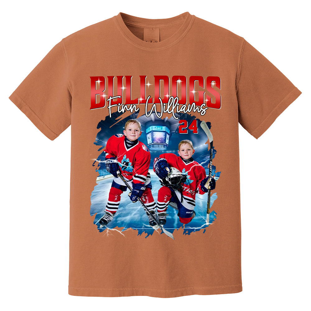 Custom Ice Hockey Player Photo With Unique Style Bootleg Shirt - Perfect Shirt For Ice Hockey Lovers