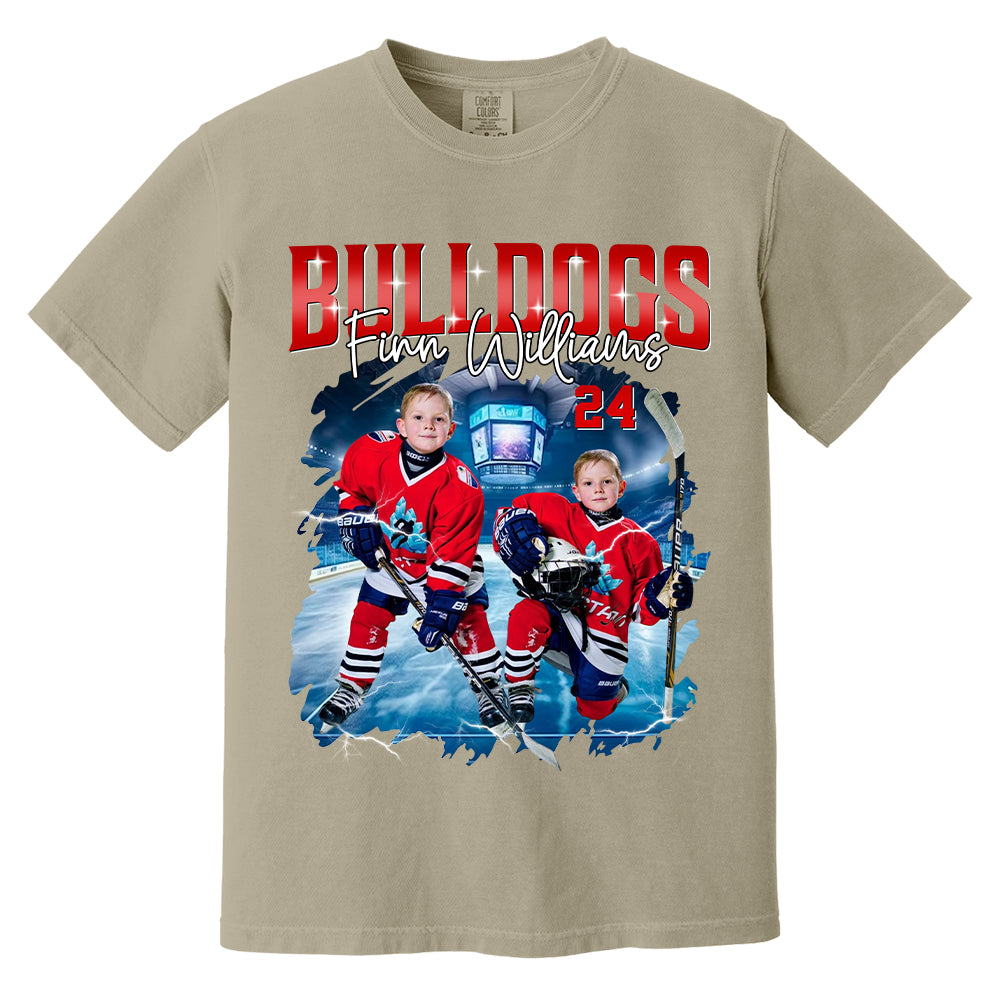 Custom Ice Hockey Player Photo With Unique Style Bootleg Shirt - Perfect Shirt For Ice Hockey Lovers