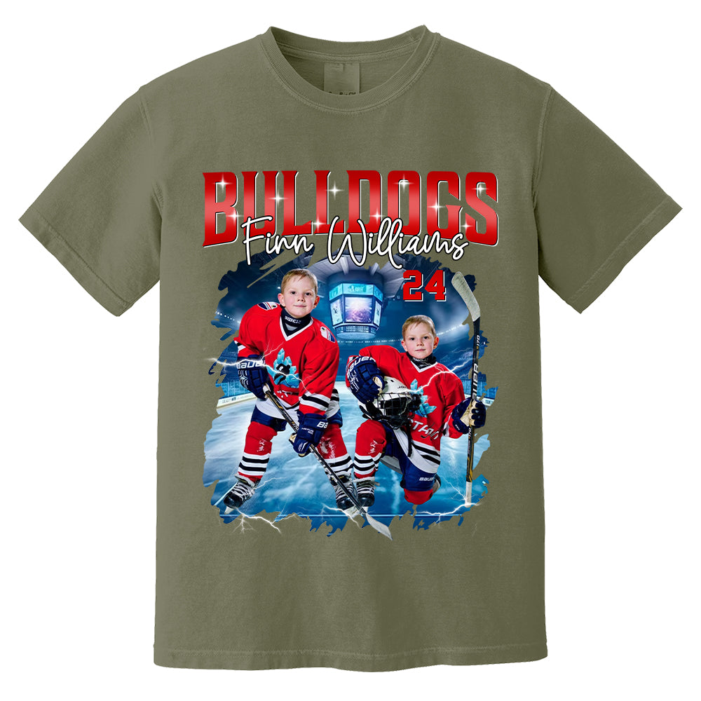 Custom Ice Hockey Player Photo With Unique Style Bootleg Shirt - Perfect Shirt For Ice Hockey Lovers