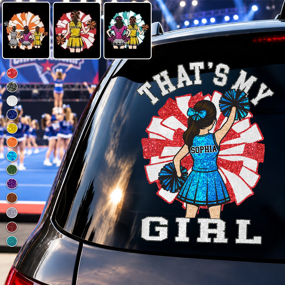Personalized That's My Girl Cheerleadering Car Decal, Custom Cheerleader Player Name & Number Sticker, Gift for Sports Moms and Dads T1807 T24