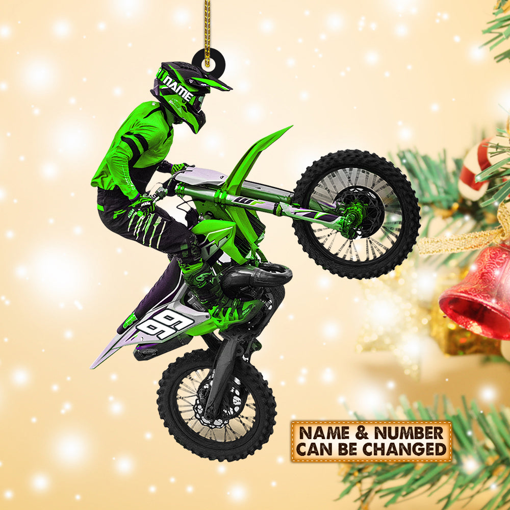 Personalized Ornament Motocross Biker - Custom Acrylic Ornament Printed Two Sides With The Same Design