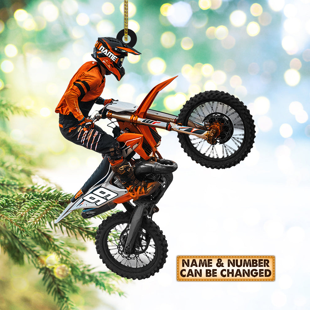 Personalized Ornament Motocross Biker - Custom Acrylic Ornament Printed Two Sides With The Same Design