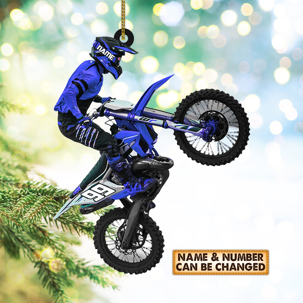 Personalized Ornament Motocross Biker - Custom Acrylic Ornament Printed Two Sides With The Same Design