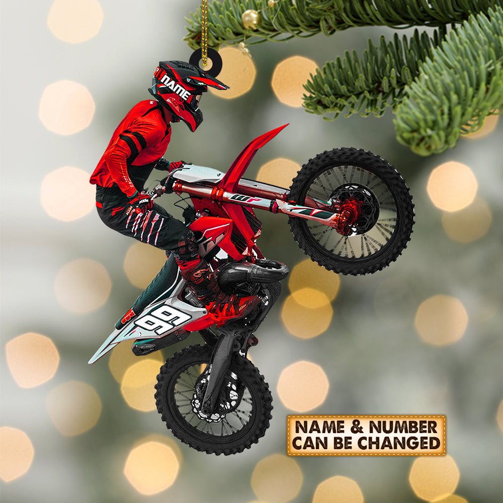 Personalized Ornament Motocross Biker - Custom Acrylic Ornament Printed Two Sides With The Same Design