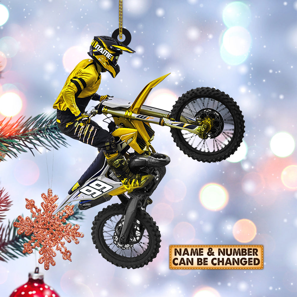 Personalized Ornament Motocross Biker - Custom Acrylic Ornament Printed Two Sides With The Same Design
