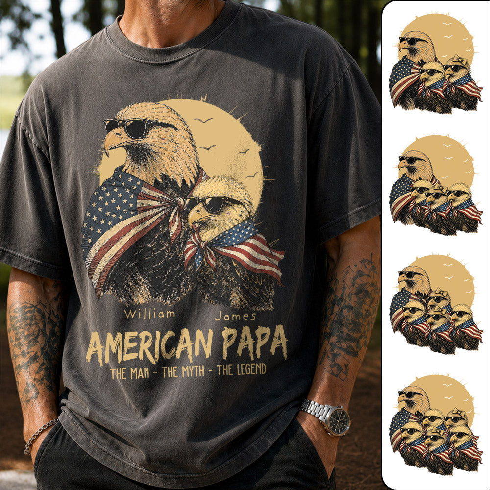 American Dad The Man The Myth The Legend, Personalized Papa T-Shirt Father's Day, Cool Dad Eagle Tee, Gifts for Dad Husband MI209 VH01