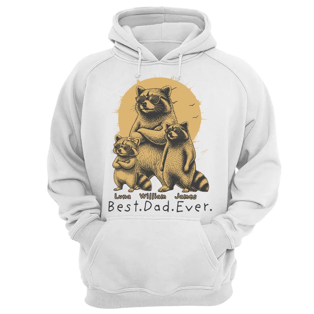 Best Dad Ever Dad Raccoon, Personalized T-Shirt Father Day, Gifts for Dad Husband, Funny Papa Tshirt Cool Daddy Raccoon Tee MI209 Hv01