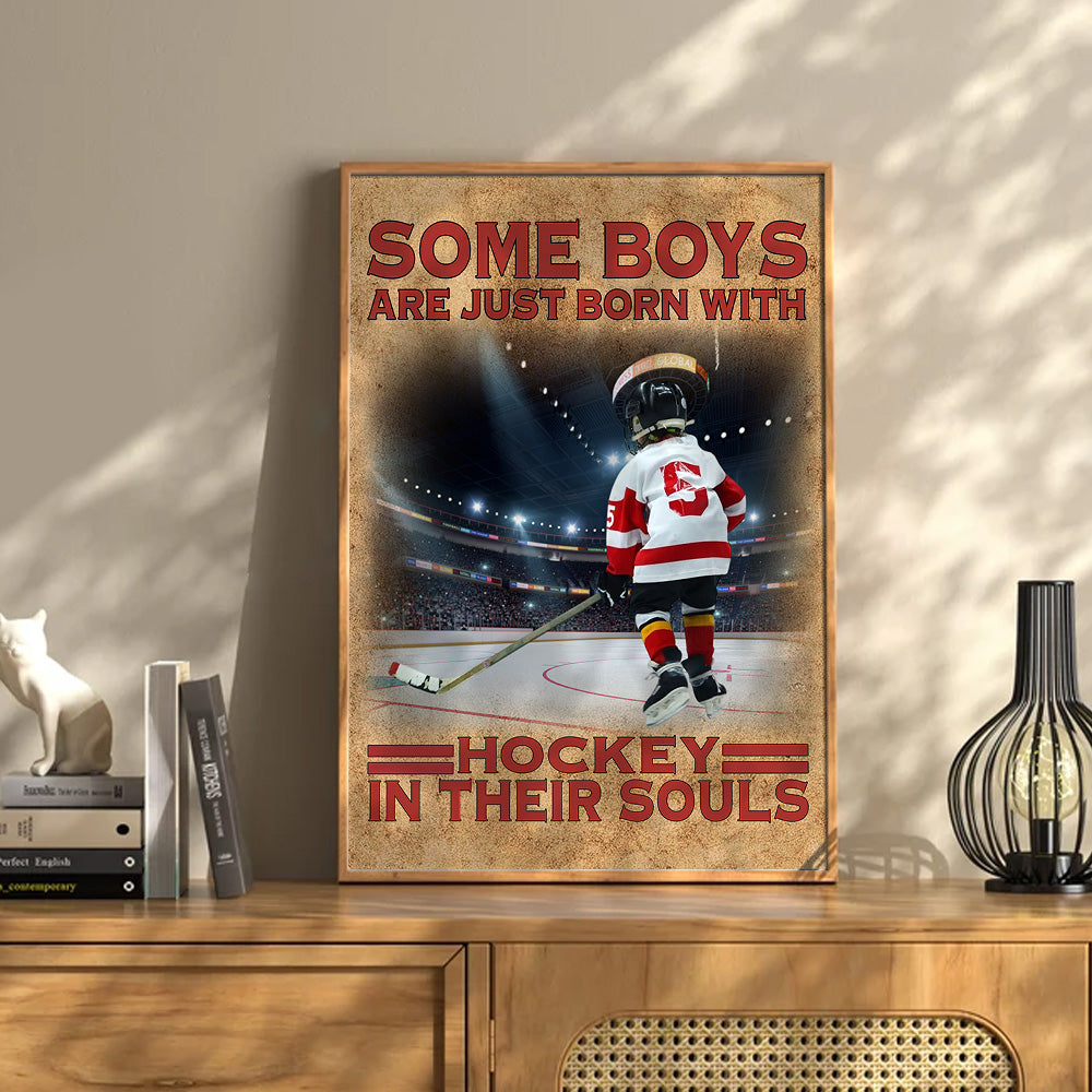 Some Boys Are Just Born With Hockey In Their Souls - Personalized Canvas For Ice Hockey Player Vr2 NV01