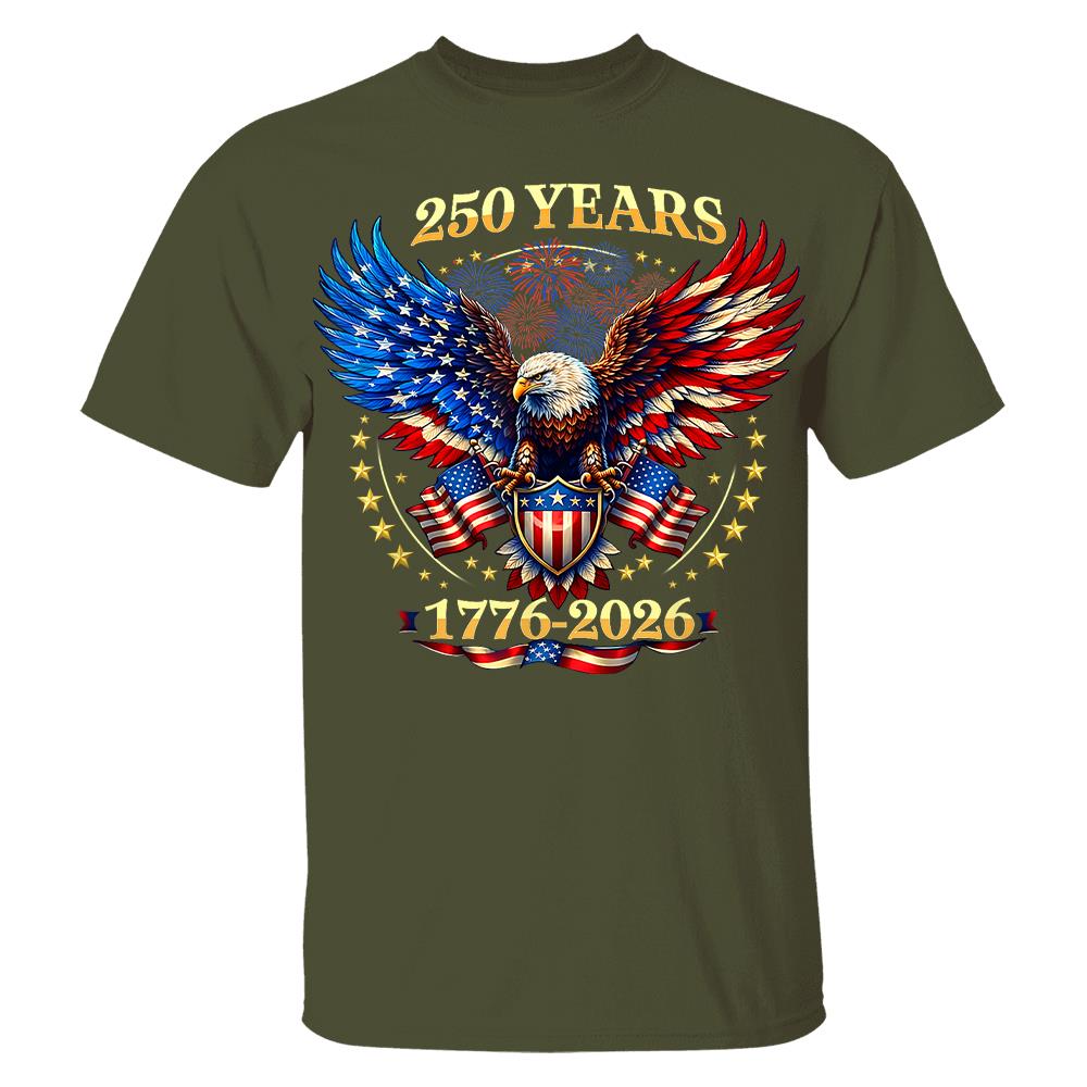 USA 250 Years Anniversary T-Shirt, 4th of July Independence Day Patriotic Tee Hv01